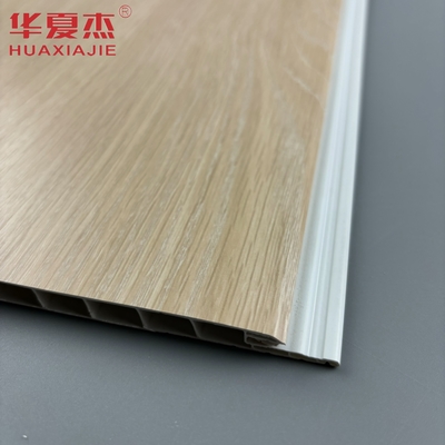 طراحی مدرن پنل دیواری رنگ بلوط pvc شکل U پنل داخلی pvc مواد ساختمانی ضد رطوبت